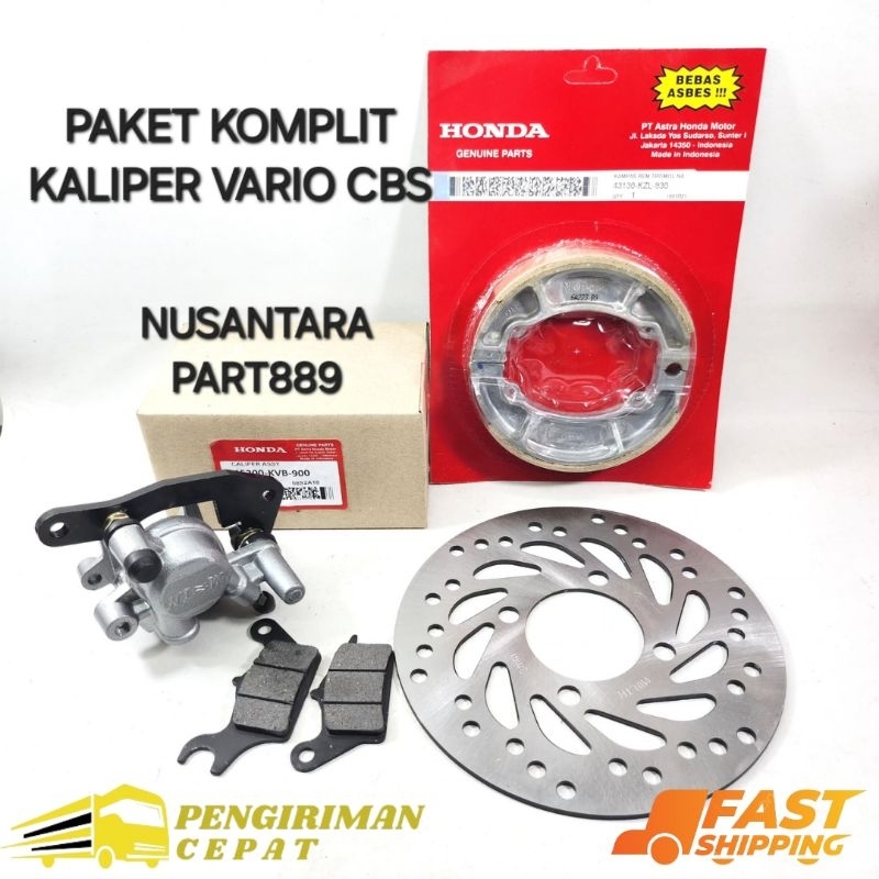 PAKET KOMPLIT KALIPER CAKRAM + PIRINGAN CAKRAM + KAMPAS REM DEPAN + BELAKANG VARIO CBS / BEAT F1 / V