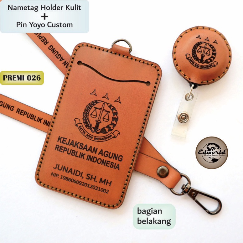 

KODE O7E2 Nametag Holder Yoyo Kulit Asli