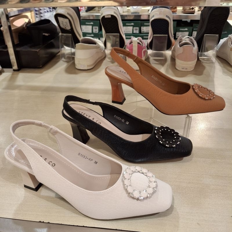 STEVE & CO PROMO SANDAL HEELS HAK 7CM  SELOP/MULES TALI WANITA SUPER CANTIK RINGAN,EMPUK  & ORI SIZE