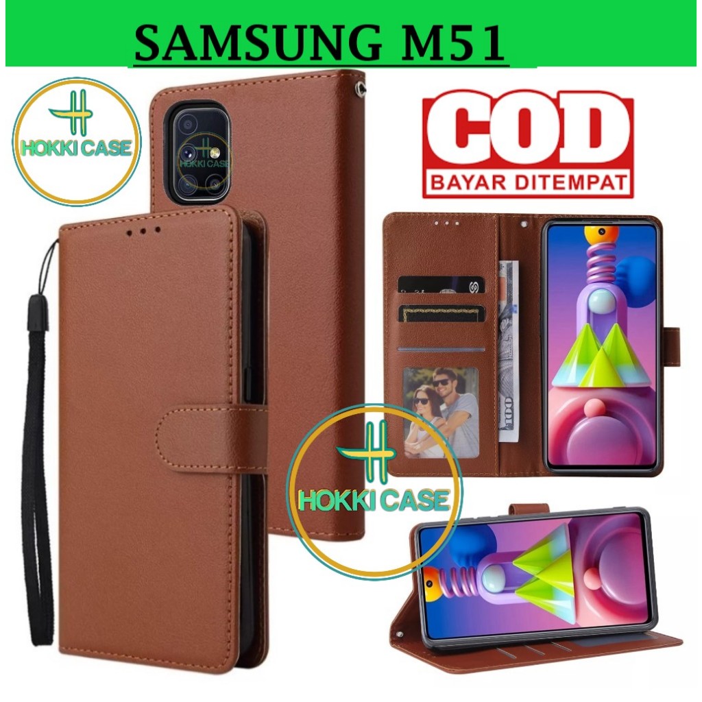 SAMSUNG M51 FLIP LEATHER CASE PREMIUM-FLIP WALLET CASE UNTUK samsung m51 CASING DOMPET