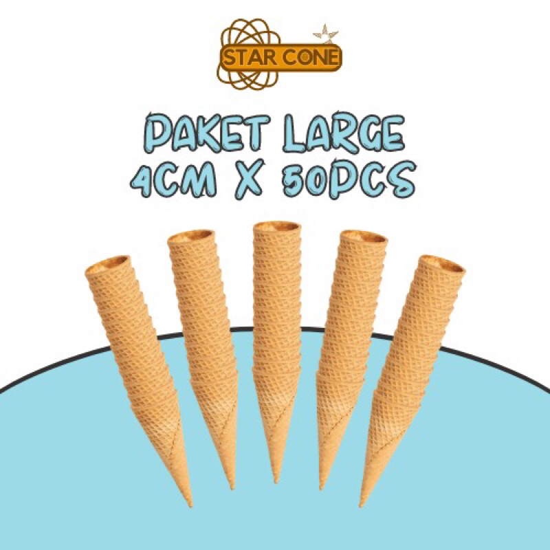 

PAKET STARCONE 50PCS LARGE WAFFLE SUGAR CONE CRUNCHY DIAMETER 4cm-50Pcs