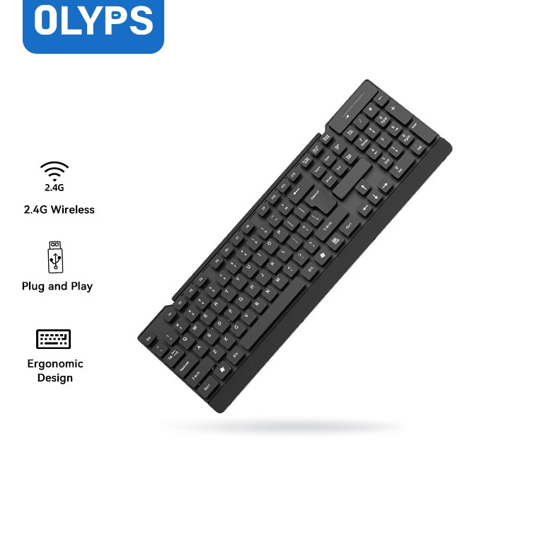 OLYPS Keyboard Wireless 24Ghz Laptop Portable Full Size Bass Button untuk PC Laptop v GX3