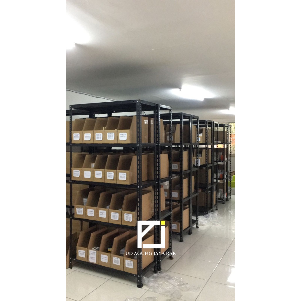 Rak Besi Siku 5 Susun 100 / 120 / 150 / 200 x 60 x 200 cm Kapasitas Besar Tebal Gudang Toko Minimark