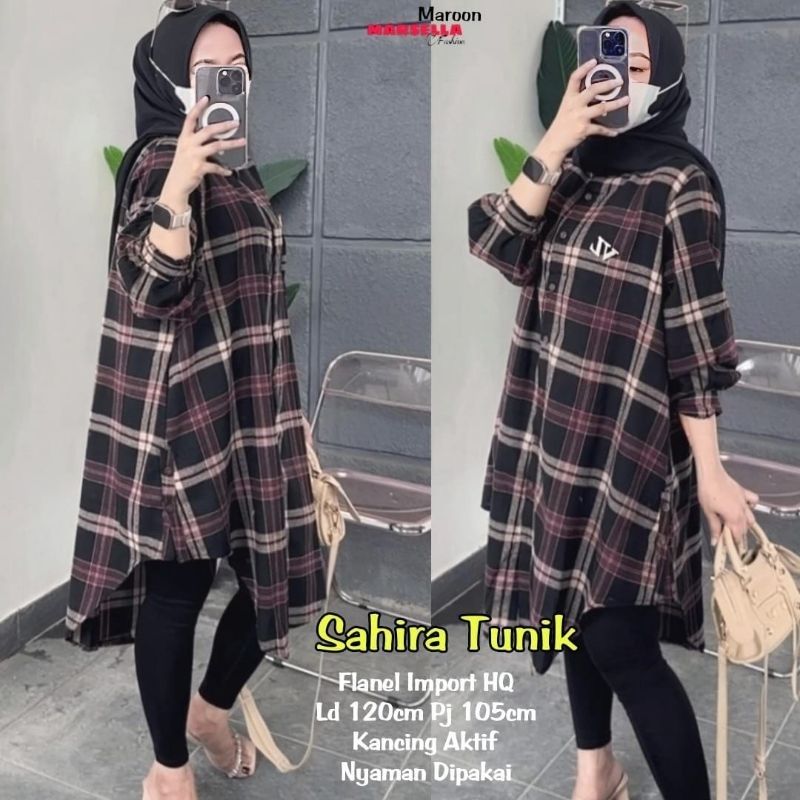 ATASAN LONG TUNIK JUMBO/SAHIRA/BLOUSE LONG TUNIK WANITA FLANEL IMPORT HQ JUMBO LD 120 CM FIT XXL