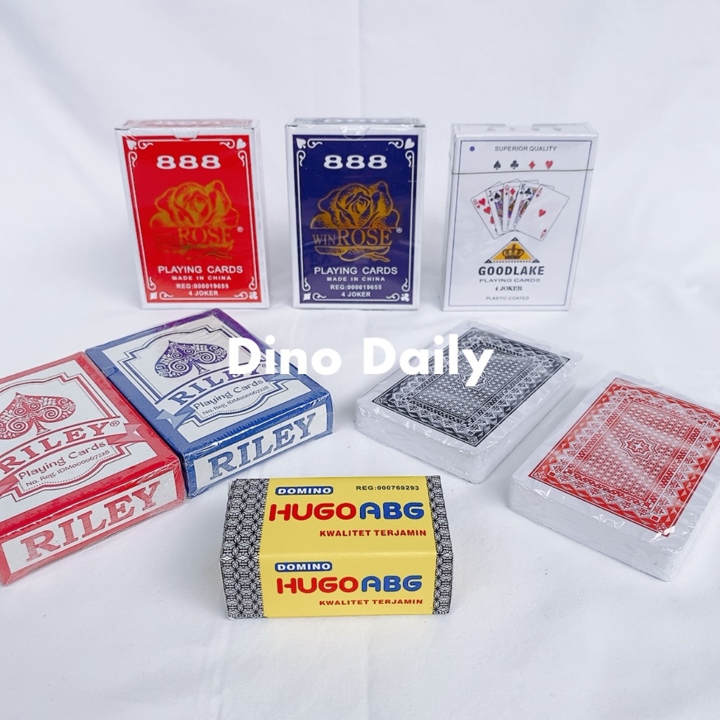 Kartu remi plastik / kertas, merk Royal / 888 / Riley / Goodlake, kartu domino
