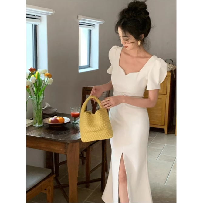 Dress Pesta Vintage belahan samping gaya eropa ---Charlotte Dress