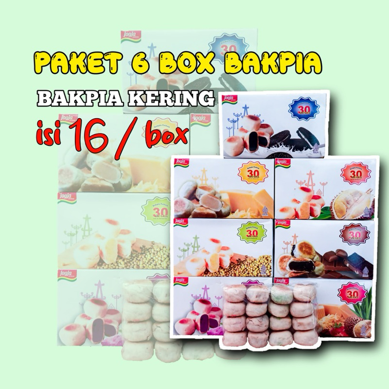 

PAKET 6 BOX BAKPIA KERING ISI 16biji