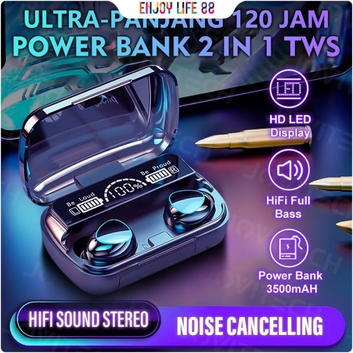 M1M19M2PROM28F9M9PRO In Ear Headset Bluetooth Full Bass Stereo with Power Bank TWS Noise Reduction E