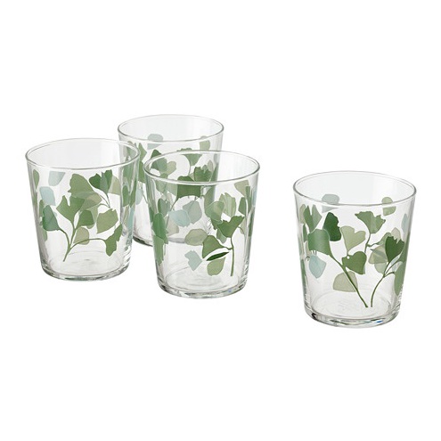 PROMO MENARIK STILENLIG Gelas kaca bening motif daunhijau 3 cl gelas kaca gelas serbaguna