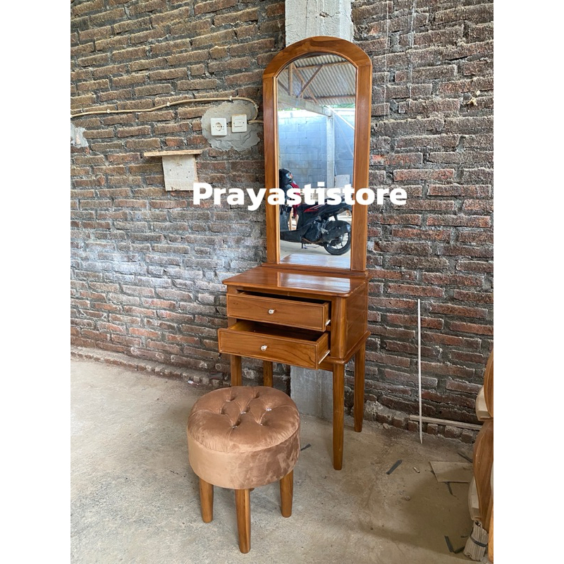 meja rias minimalis jati model teebaru - meja rias bahan jati asli