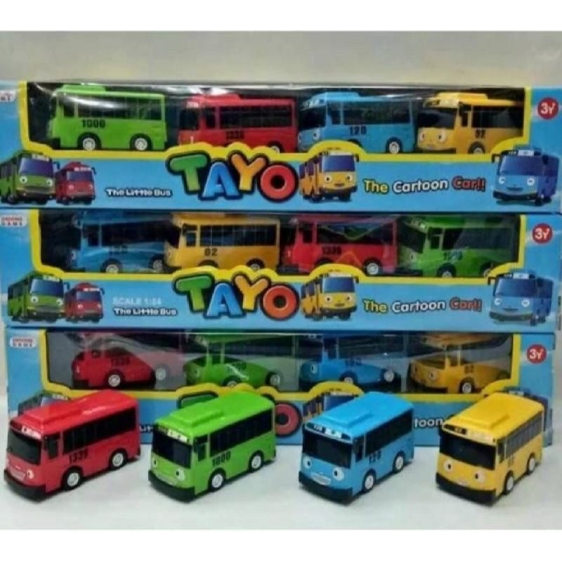 Mainan Bus Tayo pull back set isi 4 / Mainan Tayo / Bus Tayo