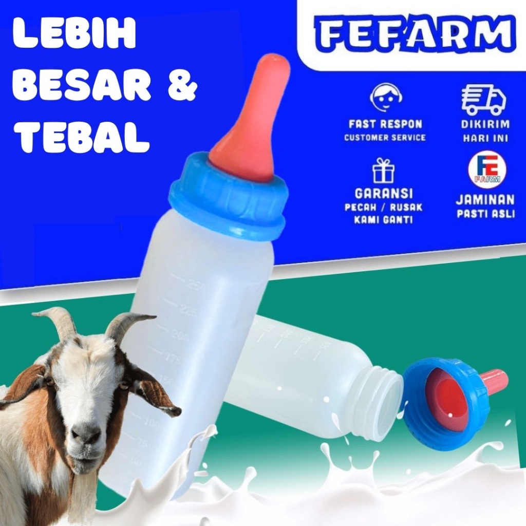 GOGO DOT CEMPE BOTOL DOT KAMBING PUTIH BIRU BOTOL SUSU KAMBING BOTOL SUSU LENGKAP DENGAN DOT FEFARM