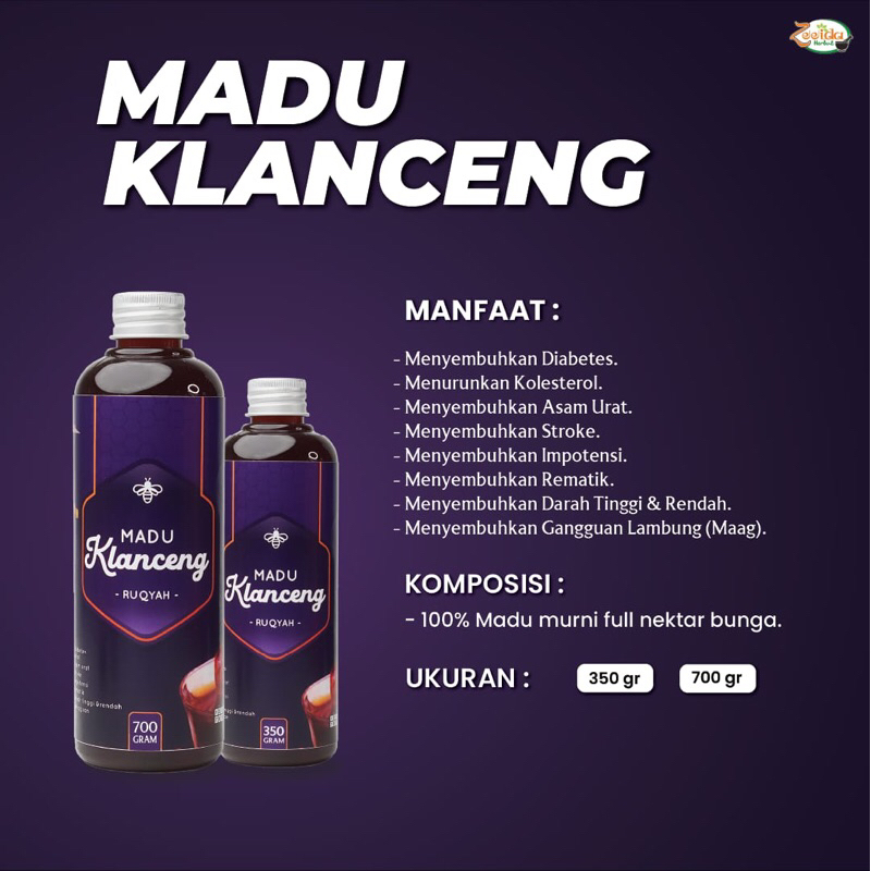 

MADU ZEEIDA HERBAL/MADU HERBAL/MADU SEHAT/MADU OBAT HERBAL ZEEIDA/MADU ZEEIDA350ml