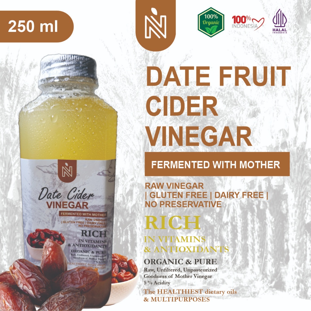 

BENUTRIVA Cuka Kurma 250 ml dengan Endapan Mother Fermentasi Probiotik / Date Cider Vinegar Bragg