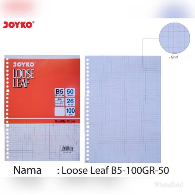 

NEW VARIAN Loose leaf B5 1 gram Joyko KERTAS FILE Grid Dotted POLOS