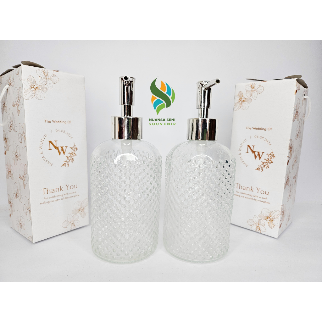 Souvenir Botol Dispenser Sabun Botol Kristal Sampo Botol Kaca Tempat Sabun Kemas Box Custom