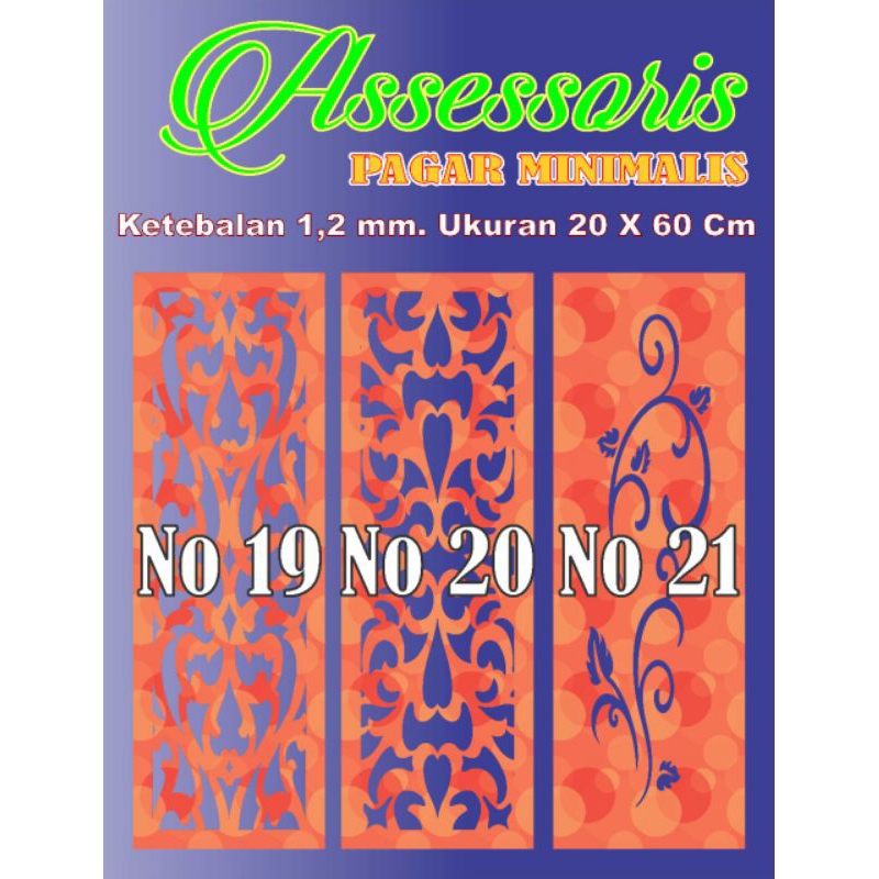 Cutting plat Custom minimalis ornamen, kanopi, pagar