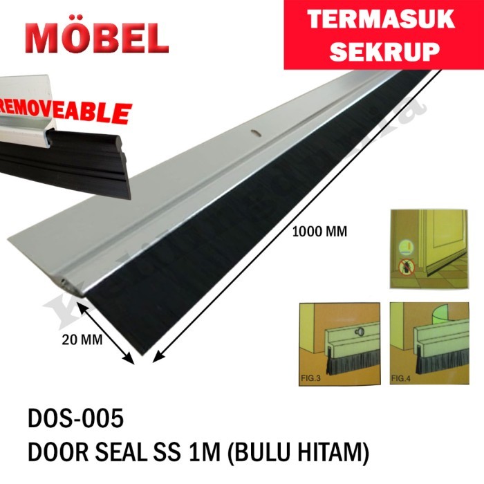 Penutup Celah Bawah Pintu Door Seal Bottom Anti Serangga Debu Sapu SS - Bulu, Stainless