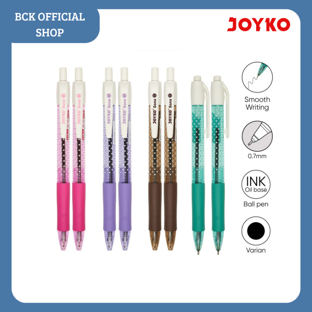 

Ball Pen BP-183 Sona Joyko / Pulpen 0.7 mm - Hitam dan Biru ( PACK )