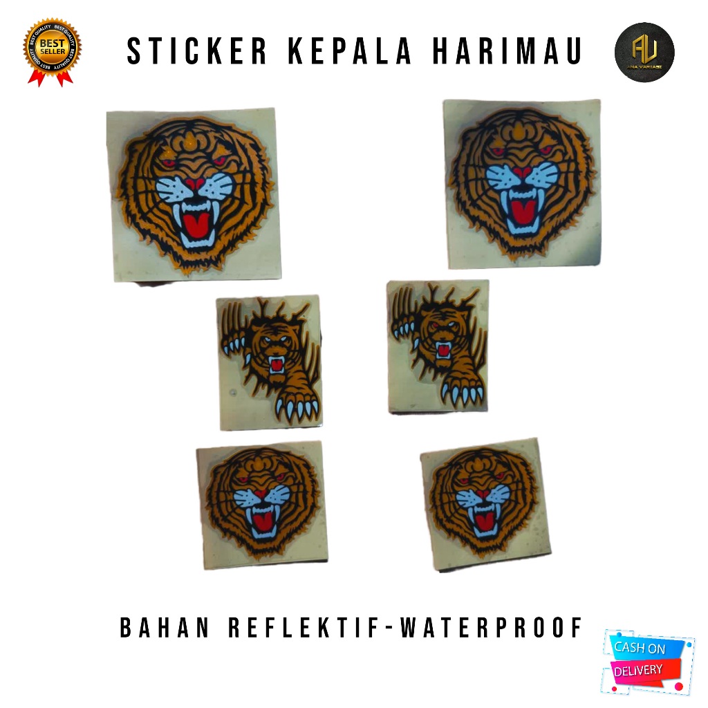 STICKER KEPALA HARIAMAU BAHAN REFLECTIVE STIKER KEPALA MACAN KEPALA HARIMAU CUTTING STICKER MOTOR MA