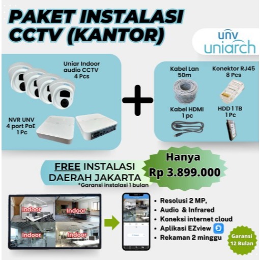 Paket CCTV Ip camera 2MP uniarch dan UNV