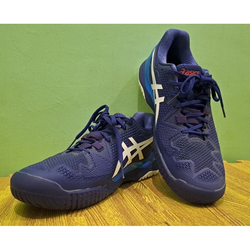 Preloved Sepatu Tennis Asics Gel Resolution Dive Blue White - Size EUR 43.5 / sepatu tenis second As