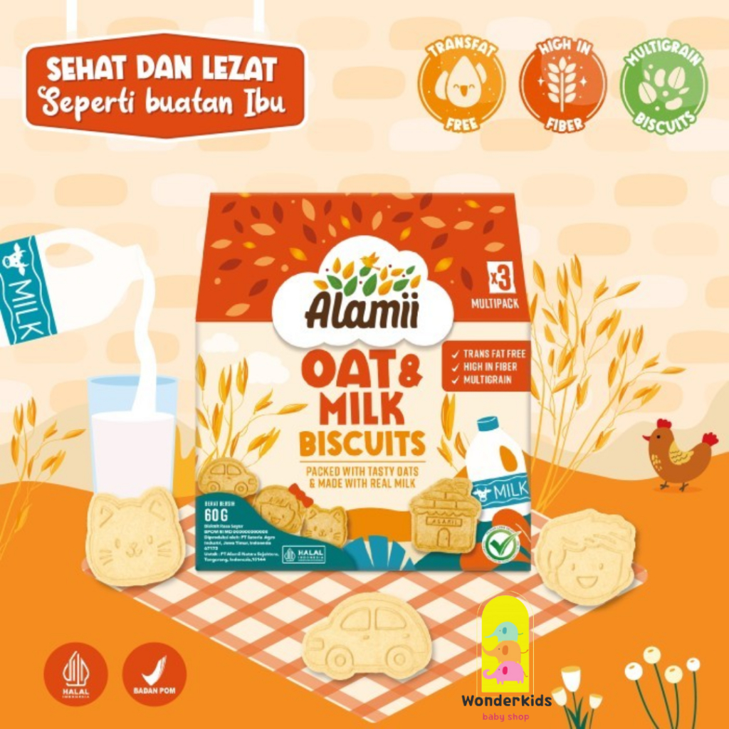 

Alamii Multigrain Biscuits - Oat & Milk 60g (3 bags x 20g)