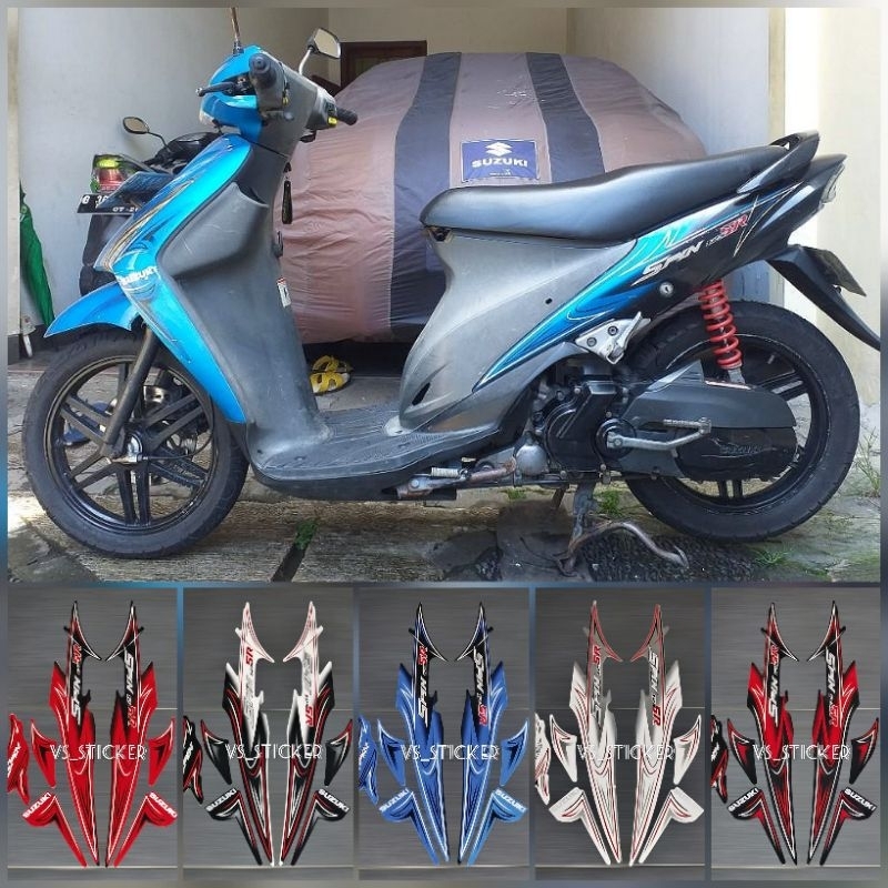 STRIPING LIST STANDART MOTOR SUZUKI SPIN SR 125 2007 2008 MERAH HITAM PUTIH BIRU