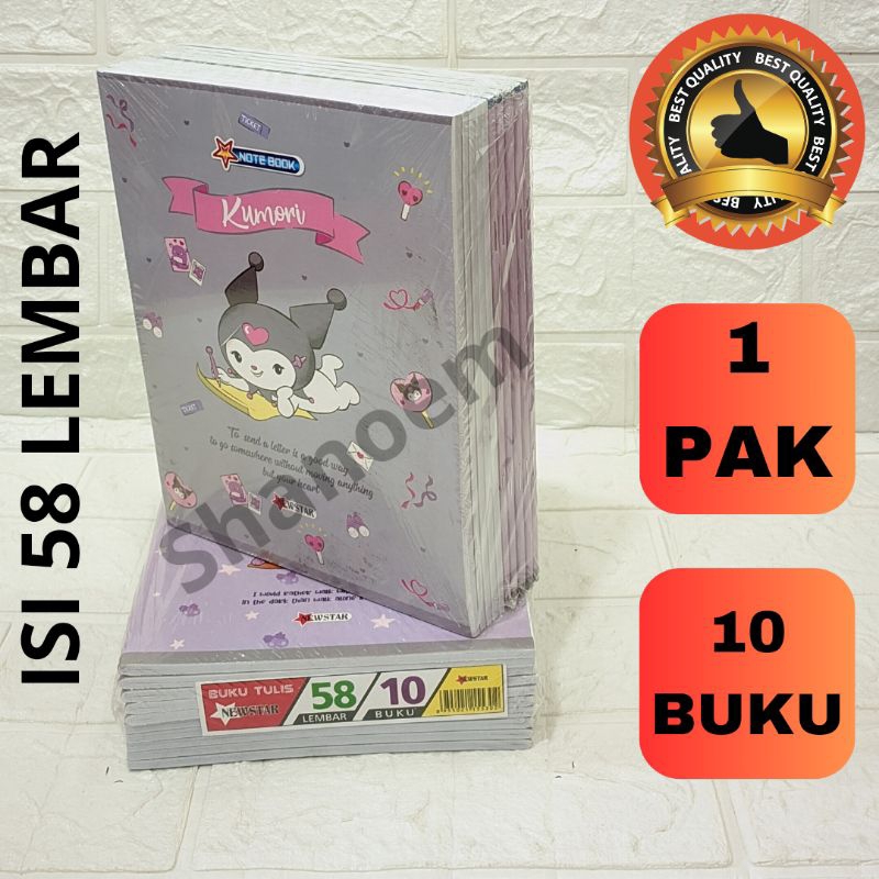 

BUKU TULIS NEWSTAR 58 LEMBAR / KARAKTER KARTUN KUROMI / BUKU CATATAN ( 1pack 10 Buku)