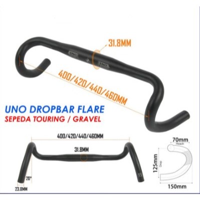UNO FL12 Dropbar Flare Stang Sepeda Gravel Touring Roadbike Alloy