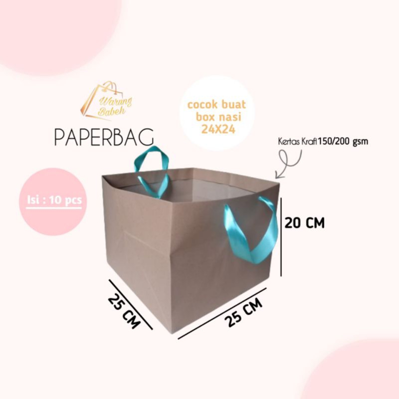 

Paperbag polos P25xL25xT20cm serbaguna untuk hampers kotak nasi box besek - Harga untuk 10 Pcs