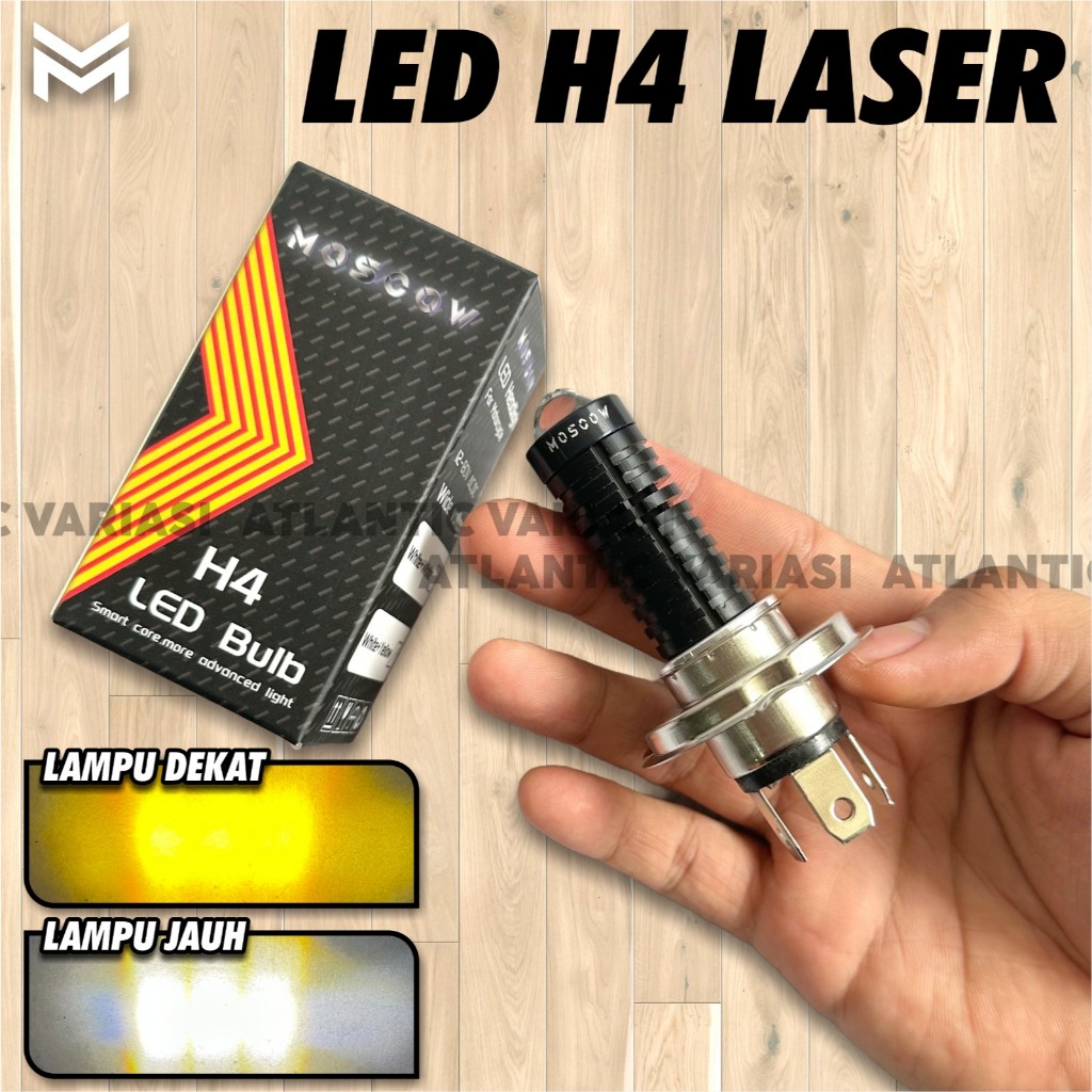 LAMPU LED HEADLAMP H4 LASER GUNORIGINAL MOSCOW HEADLAMP H4 LASER I Bohlam Led H4 Laser Hi/Loo 20 Wat