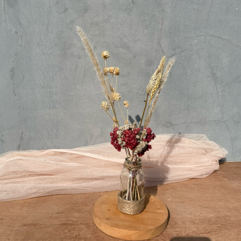 satu set hiasan bunga kering dan vas | dekorasi | vas | aestathic
