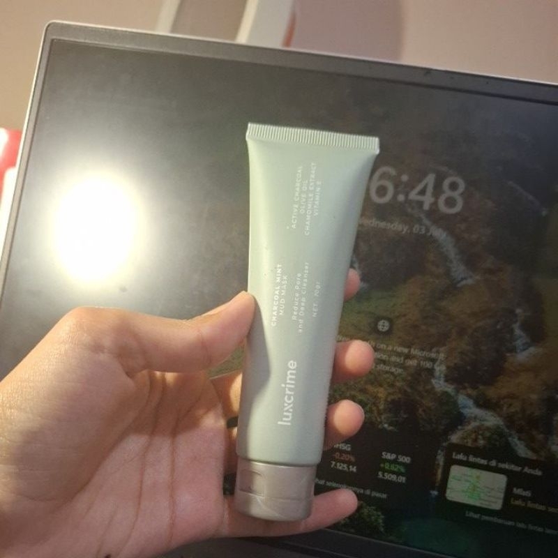luxcrime charcoal mint mud mask preloved baru dipake satu kali aja