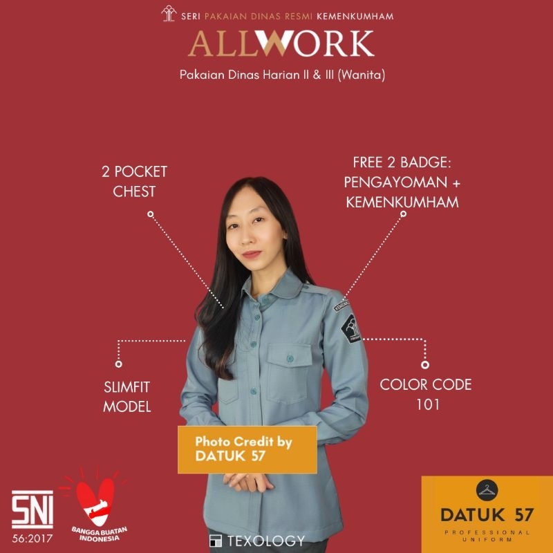 Original AllWork Edition : Seragam Kemeja Atasan PDH 1 PDH 2 PDH 3 dan PDH 4 untuk Lapas Imigrasi Ke