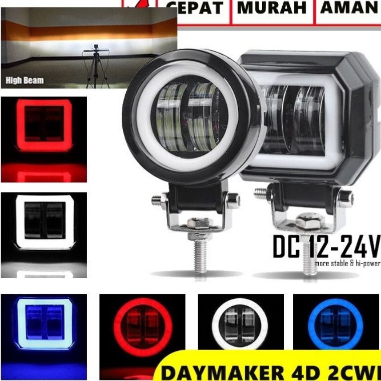 KODE S53G COD lampu daymeker mini DC12 24Volt angel sorot daymaker kotak bulat universal