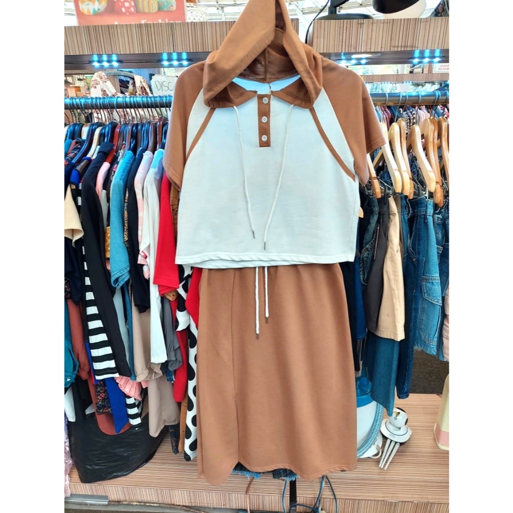Dress One Set Stelan Kaos Rok Wanita