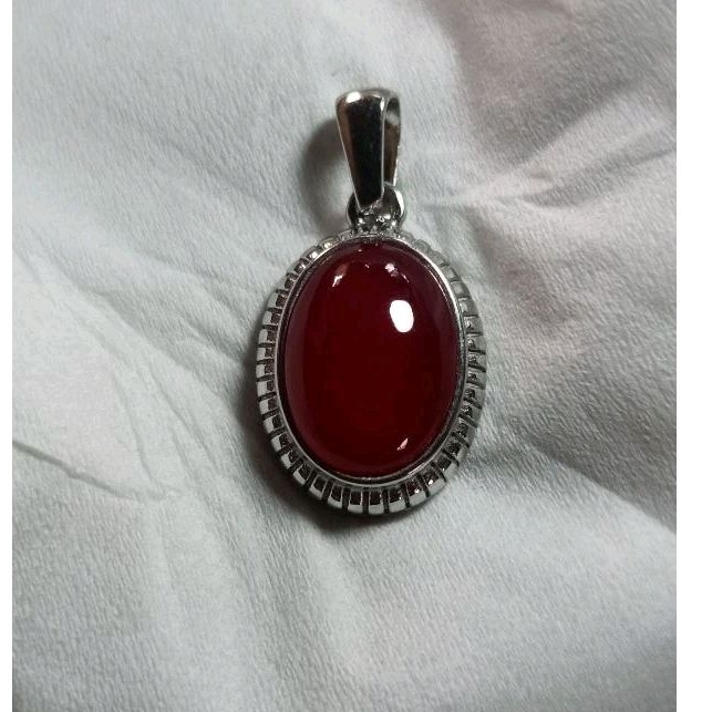 liontin bandul batu akik red baron merah kristal original reallpict