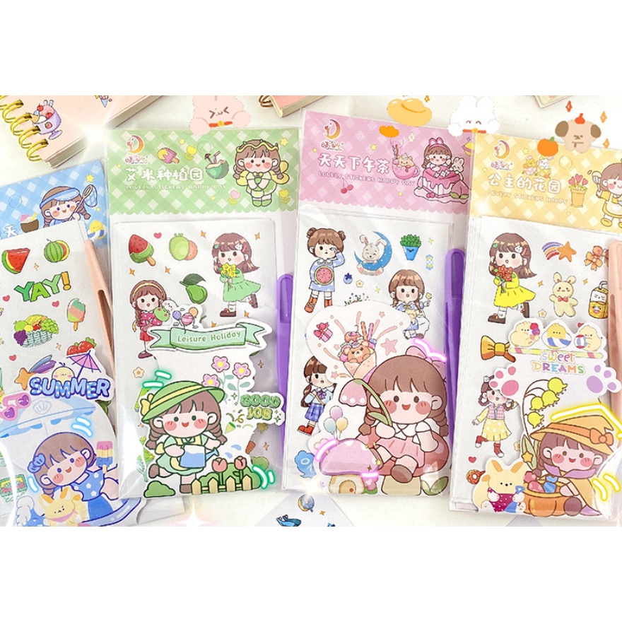 

EKSTRA PROMO Girl Student Sticker set Sticker Set dengan motif anak sekolah dan Free PINSET