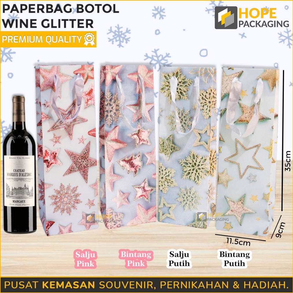 

LIMIT Paper Bag Botol Glitter Paper Bag Tumbler Size 115x 9x 35 cm Paper Wine Bintang Tas Paper Bag Souvernir Botol Minum