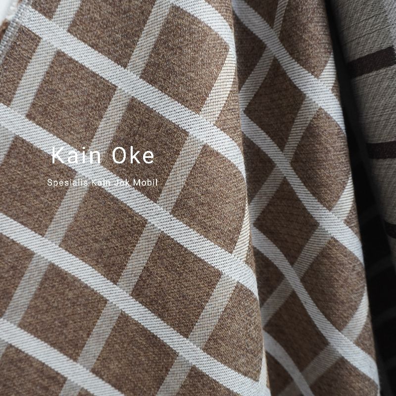 Kain Jok Mobil Motif Kotak Tartan Coklat Tebal