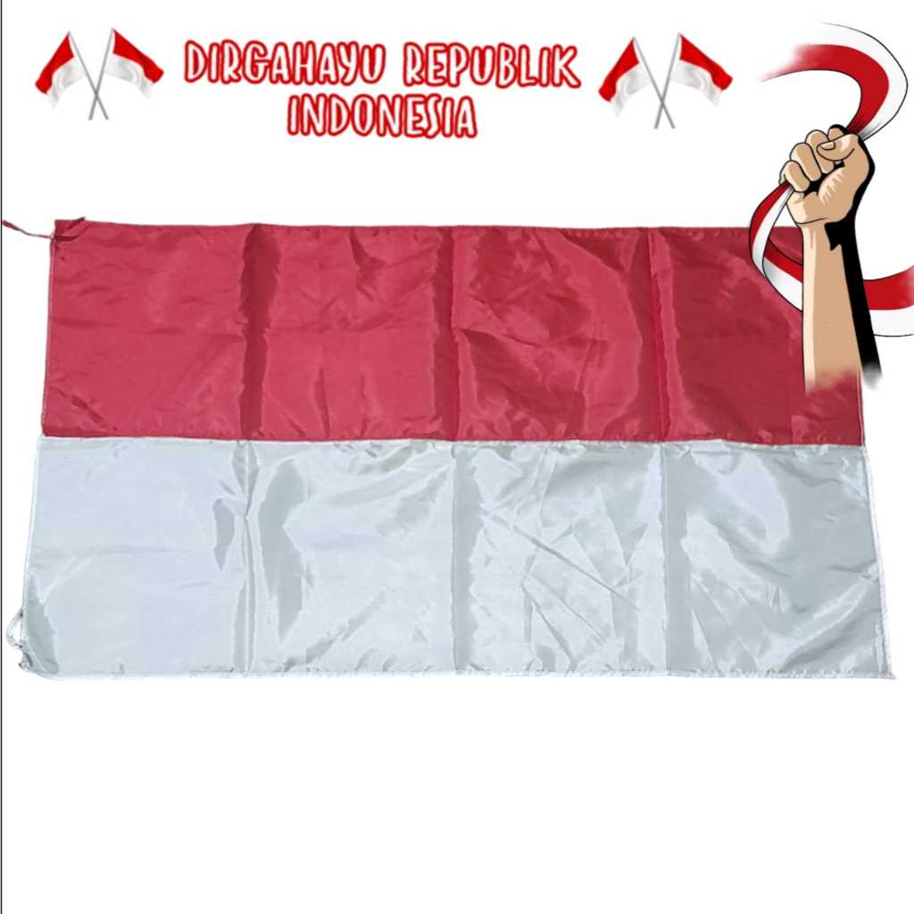 Bendera Merah Putih Indonesia Kain Peles Satin Mengkilap