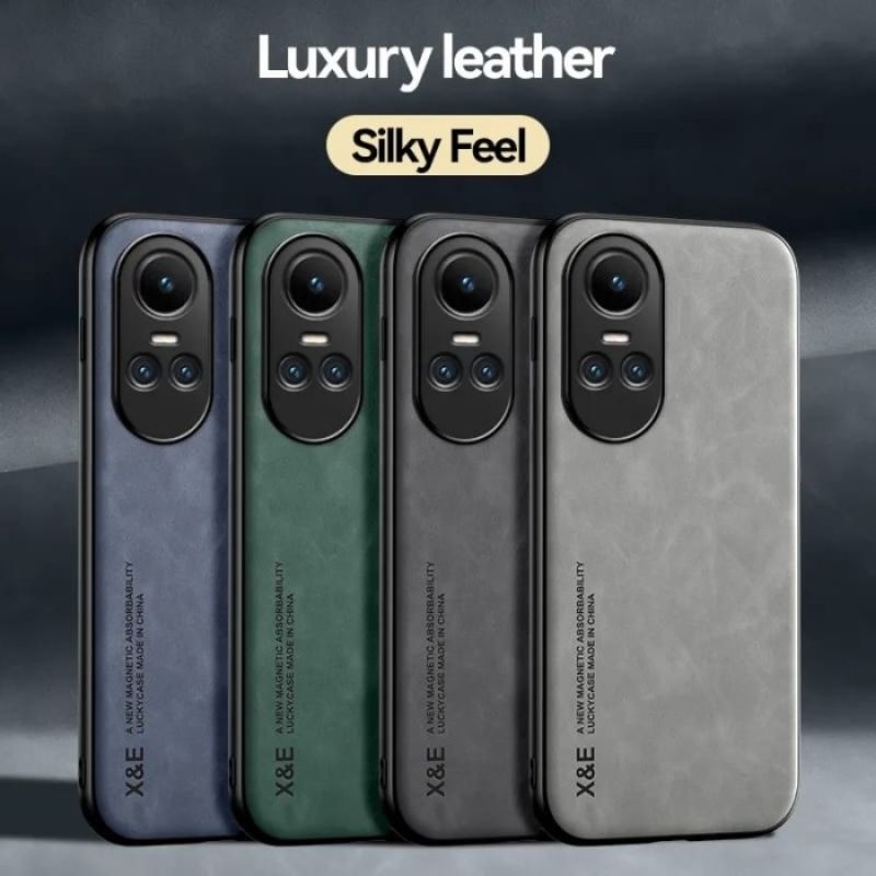 Leather Case OPPO RENO 10 5G / RENO 10 PRO 5G Leather Magnetic Suede, Casing Tekstur Kulit Domba Hal
