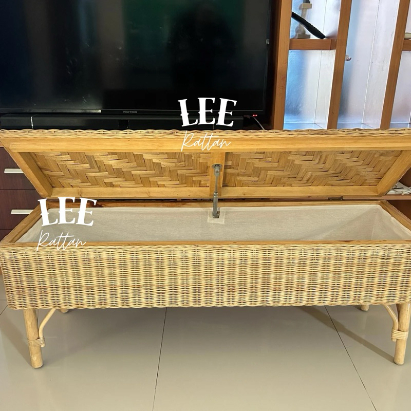 Kursi / Stool Bench With Storage Rattan Ikea / Box Penyimanan Rotan Ikea /Box Rotan Ekport Terbaru
