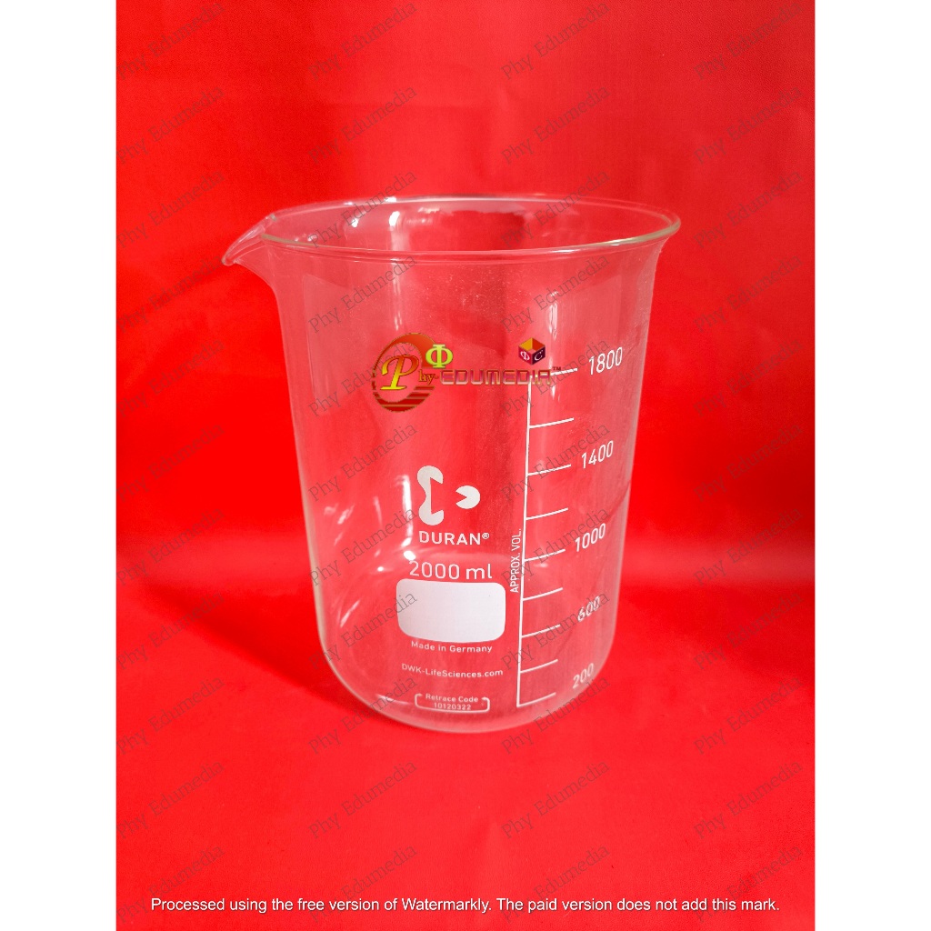 Beaker / Beaker 2000ml Duran / Beaker Glass 2000ml / Gelas Kimia 2000ml DURAN