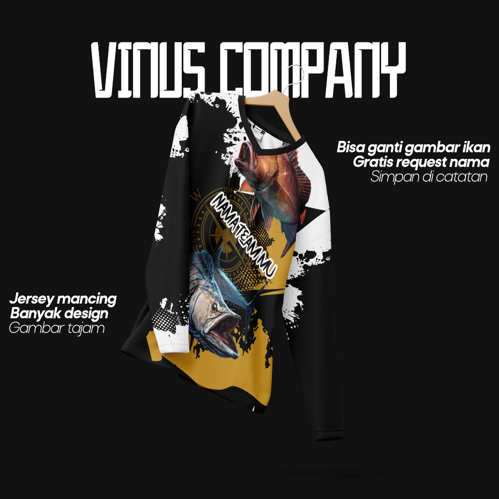Jersey mancing dryfit emboss bisa ganti gambar ikan mas toman gabus kerapu baju olahraga mancingmani