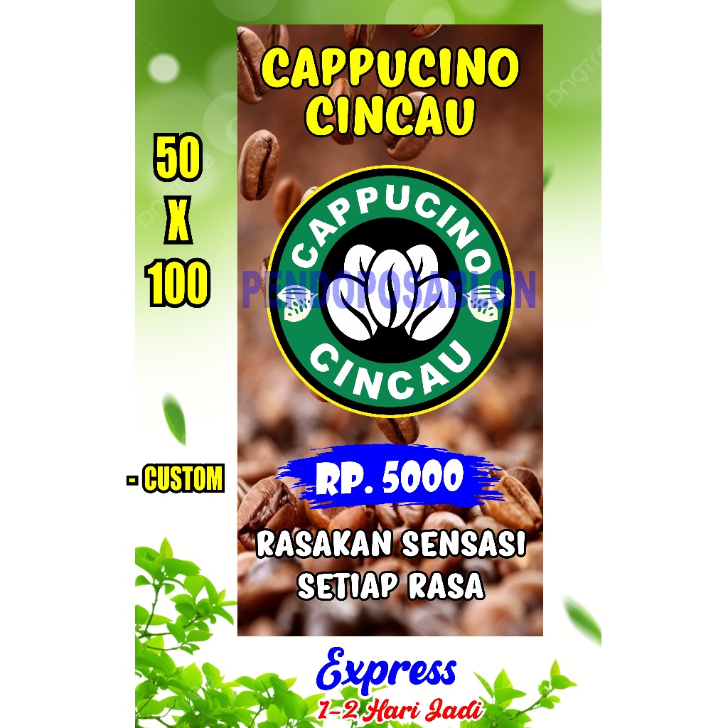 Spanduk Es Cappucino Cincau 150X60 50X100 , Banner Es Cappucino Cincau 150X60 50X100