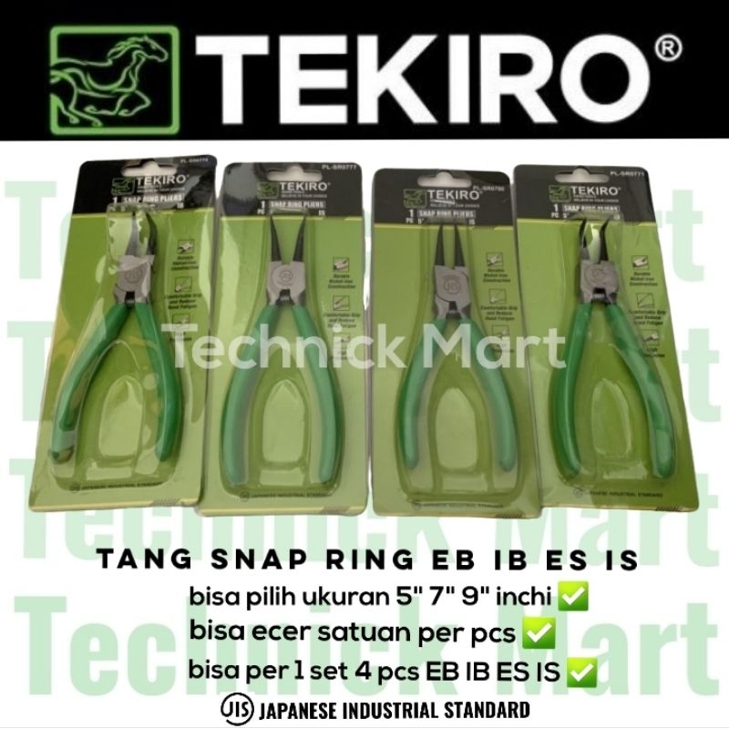 TEKIRO tang snap ring 1 set 4 pcs EB IB ES IS ukuran 5 7 9 inchi lurus buka dan tutup bengkok buka d