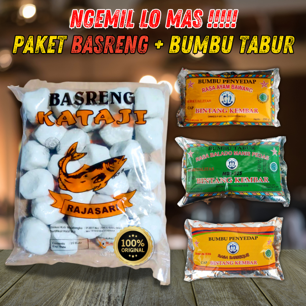 

NGEMIL MAS !! PAKET BASRENG KATAJI + BUMBU TABUR BINTANG KEMBAR AYAM BAWANG BALADO BARBEQUE