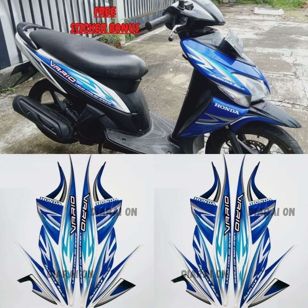 Striping Stiker Honda Vario 110 Karbu 2012 2013 - Vario Carbu Biru Murah